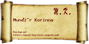 Munár Korinna névjegykártya